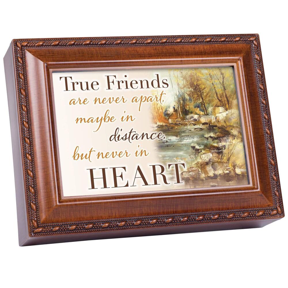 1639 True Friends Woodgrain Rope Trim Jewelry Music Box Plays That's What